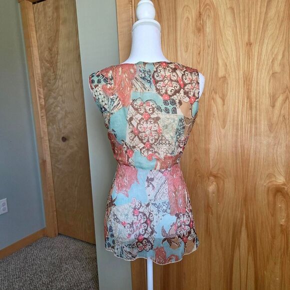 y2k Rampage Bohemian printed sequin v neck Blouse boho - Picture 2 of 4